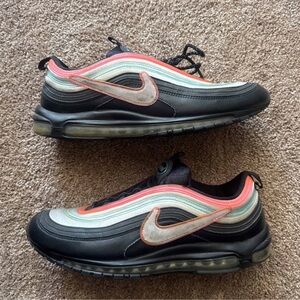 Nike Air Max 97 Black and Coral Sneakers